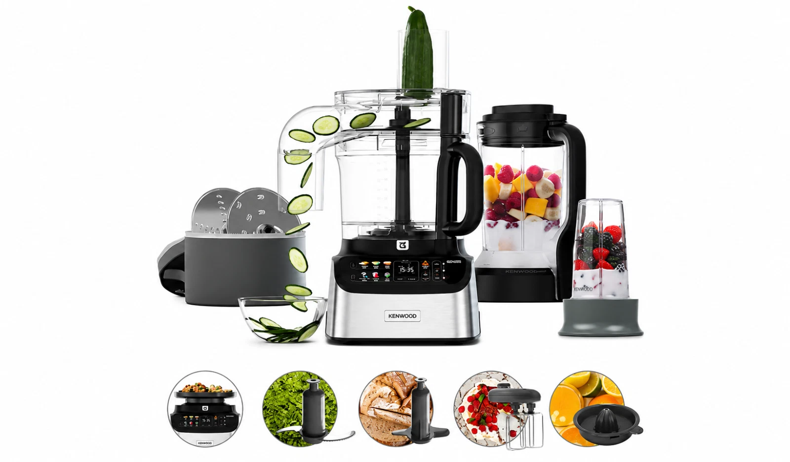 Kenwood FDM73.850SS MultiPro OneTouch Food Processor 1000W 12 Attachments