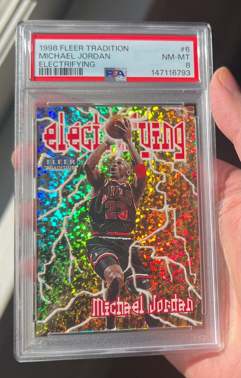 1998 Fleer Tradition Electrifying Michael Jordan #6 PSA 8 Insert New Clean Slab!