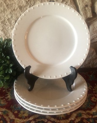4 Katherine by Oneida Evening Pearls Beaded Dinner Plates Gourmet Collection 11''