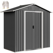 Outsunny 6.5x3.5ft Outdoor Metal Garden Shed for Garden, Patio, Dark Grey