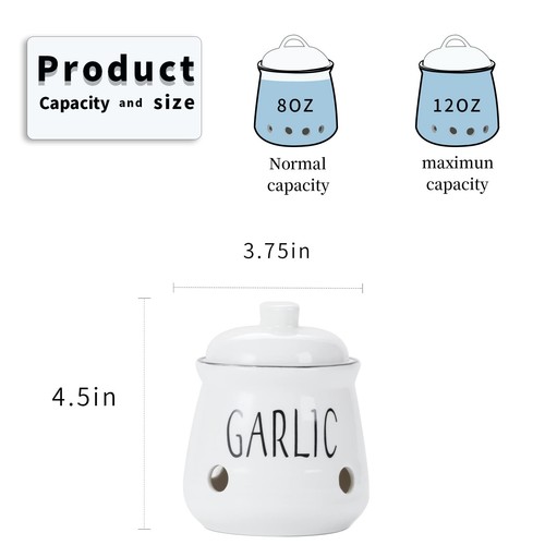 Garlic Keeper with Lid, Ceramic Mini Garlic Container Saver for Countertop, K... - Picture 3 of 8