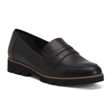 New in Box Vionic Cheryl II Black Nappa Leather Loafers size 12 Wide W 43