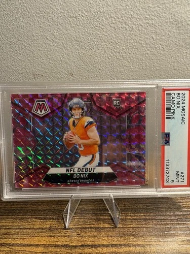 2024 PANINI MOSAIC CAMO PINK #312 BO NIX ROOKIE RC PSA 9