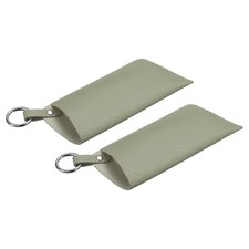 2Pcs Eyeglass Case Soft Leather Glasses Pouch Bag with Belt Clip Grey