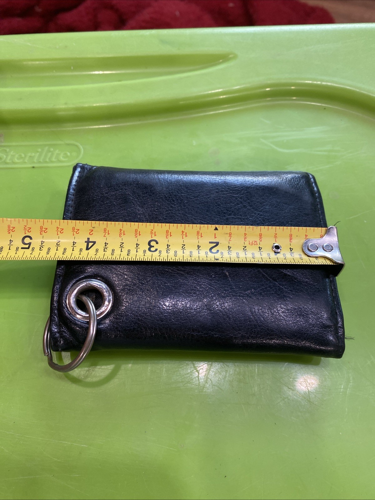 Solid Black Plain Genuine Leather Chain Wallet No… - image 6