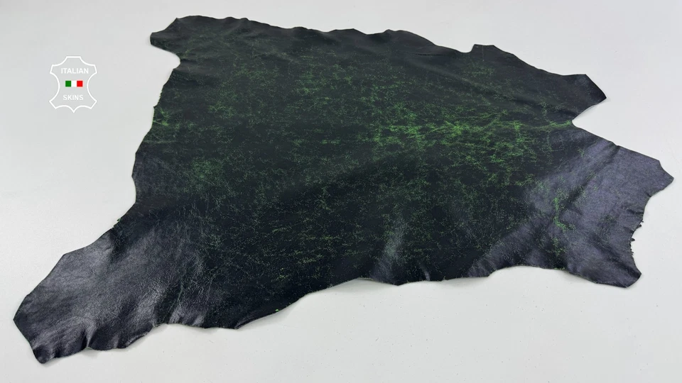 LIME GREEN ANTIQUED DISTRESSED VINTAGE LOOK Goatskin Leather 5+sqf 1.0mm #C6275 - Image 2 of 4