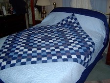 Amish Hand Made Queen Blue Quilt 95x95