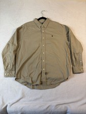 Hunt Club Men s Twill Button Up Shirt L Brown Khaki Long Sleeve Workwear