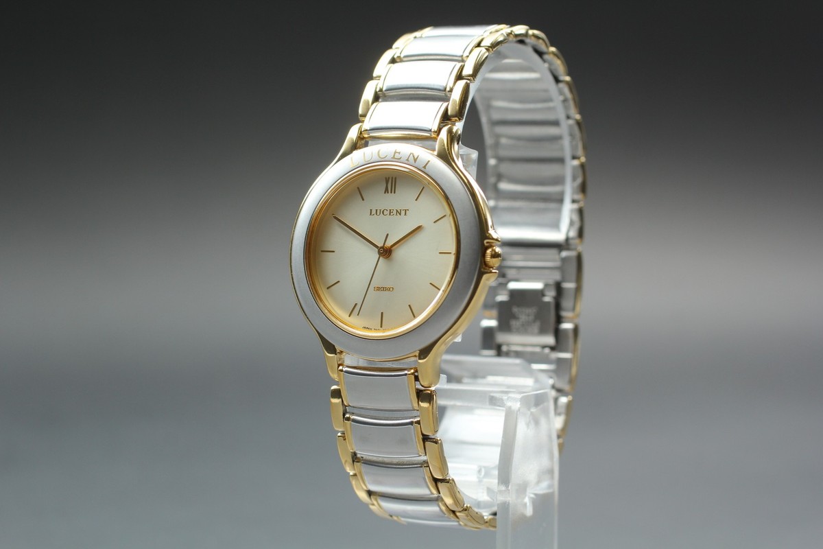 Vintage 1992 N MINT Seiko Lucent 7N01-6160 Two-Tone Round Qz Mens 