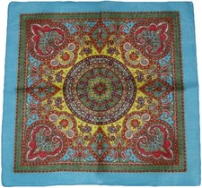 Wholesale Lot 3 22"x22" Ornate Paisley Mosaic Multi Color Teal Border bandana Sc