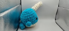 Crochet Plush Narwhal Toy - Handmade Blue Stuffed Animal
