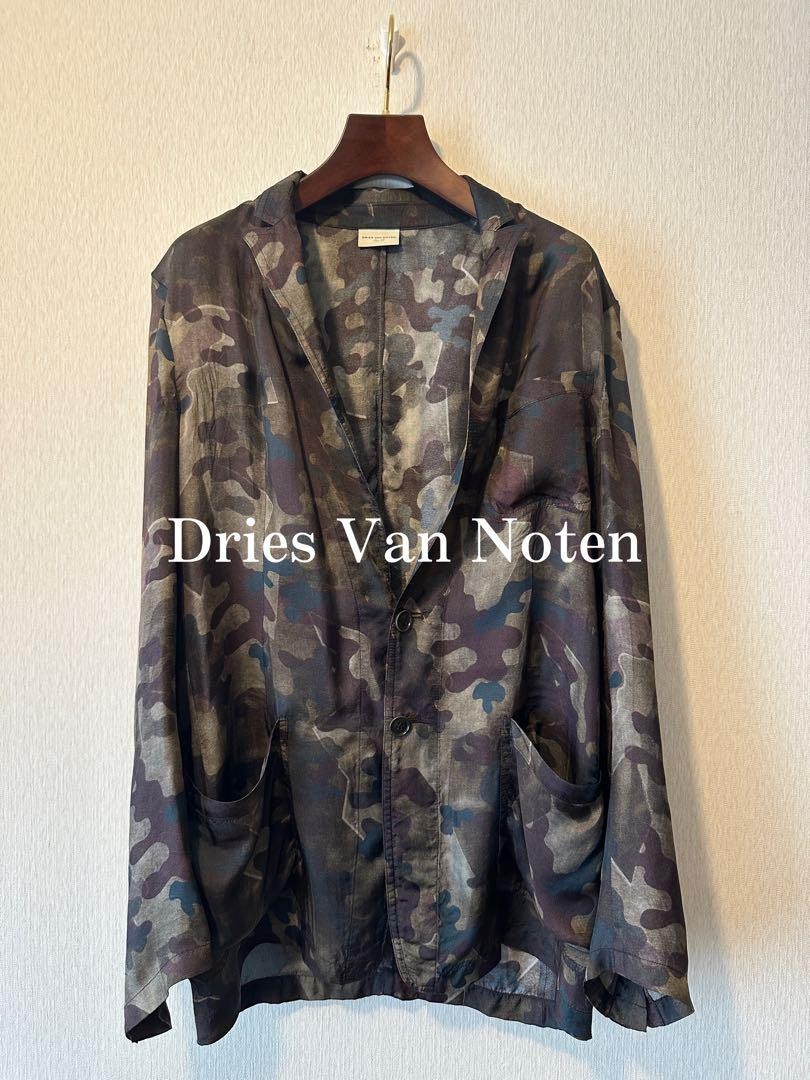 コ*ン様 DRIES VAN NOTEN 迷彩柄ジャケット サイズ48 Dries Van Noten Camo Tailored Jacket Rayon Size 48 Auth From