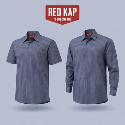Red Kap Style SP24(S.S) & SP14(L.S) Men's  Work Shirt Grey / Blue Stripe