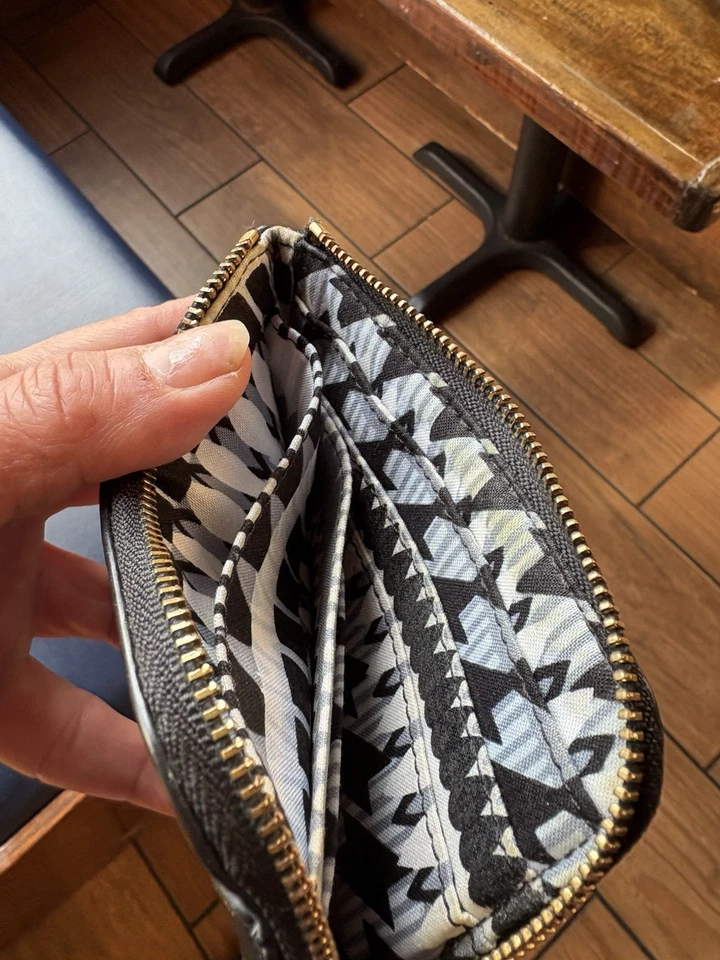 Vera Bradley Zip Card Case, Black Leather Zip Card Case, - Image 3 of 4