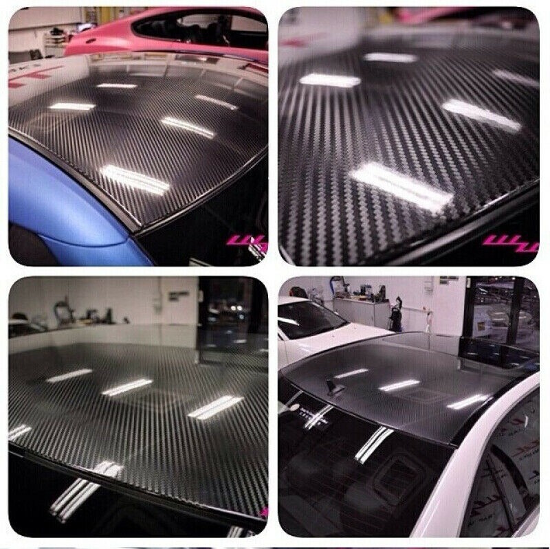 7D Super Gloss Carbon Fiber Vinyl Film Wrap Premium Bubble Free-Air Release Auto