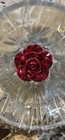 Unique Vintage Crystal, Glass & Porcelain Plate Art Centerpiece w/ Red Rose  — photo 4