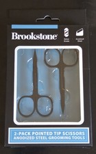 NIB Brookstone 2 Pack Pointed Tip Scissors Anodized Steel Grooming Tools