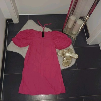 Neu Sommerkleid S 36 38  puffärmel pink 100%baumwolle Basic-Stil TopZustand