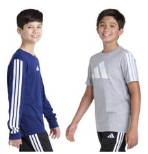 Adidas 2-Piece Youth Kids Boys Blue and Gray Shirt Set, Large