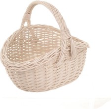 Panier Cadeau Vide Avec Poignée Blanc Panier En Osier Tressé Naturel Pour Pâques