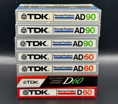 Lot of 3 TDK AD90, 2 TDK AD60 & 2 TDK D60 Cassettes: Rare 1982 Sealed Japan Made