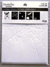 Halloween Bat Skull Spider Web Layering Stencil by Recollections 782222 NEW