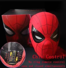 US Stock Spider Man Mask w/LED Moving Eyes Remote Control Ring Cosplay Gifts