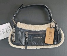 Steve Madden Leather Faux Fur Handbag Black Handtasche Steve Madden Schwarz Fell