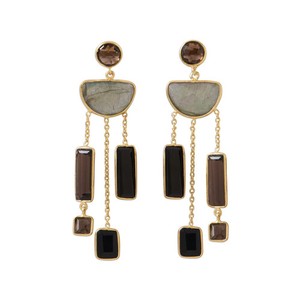 Authentic .925 Sterling Silver 14 Karat Gold Plated Multi Stone Post Women's Earrings