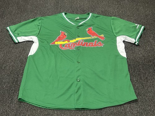 St Louis Cardinals Trikot Knopf Gewinnspiel Grün Kurzarm Herren Extra Large