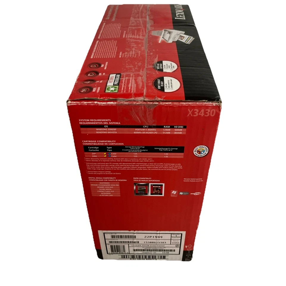 New In Box - Inkjet Printer Lexmark X3430 All-in-one In With Memory Card Slots - Image 3 of 3