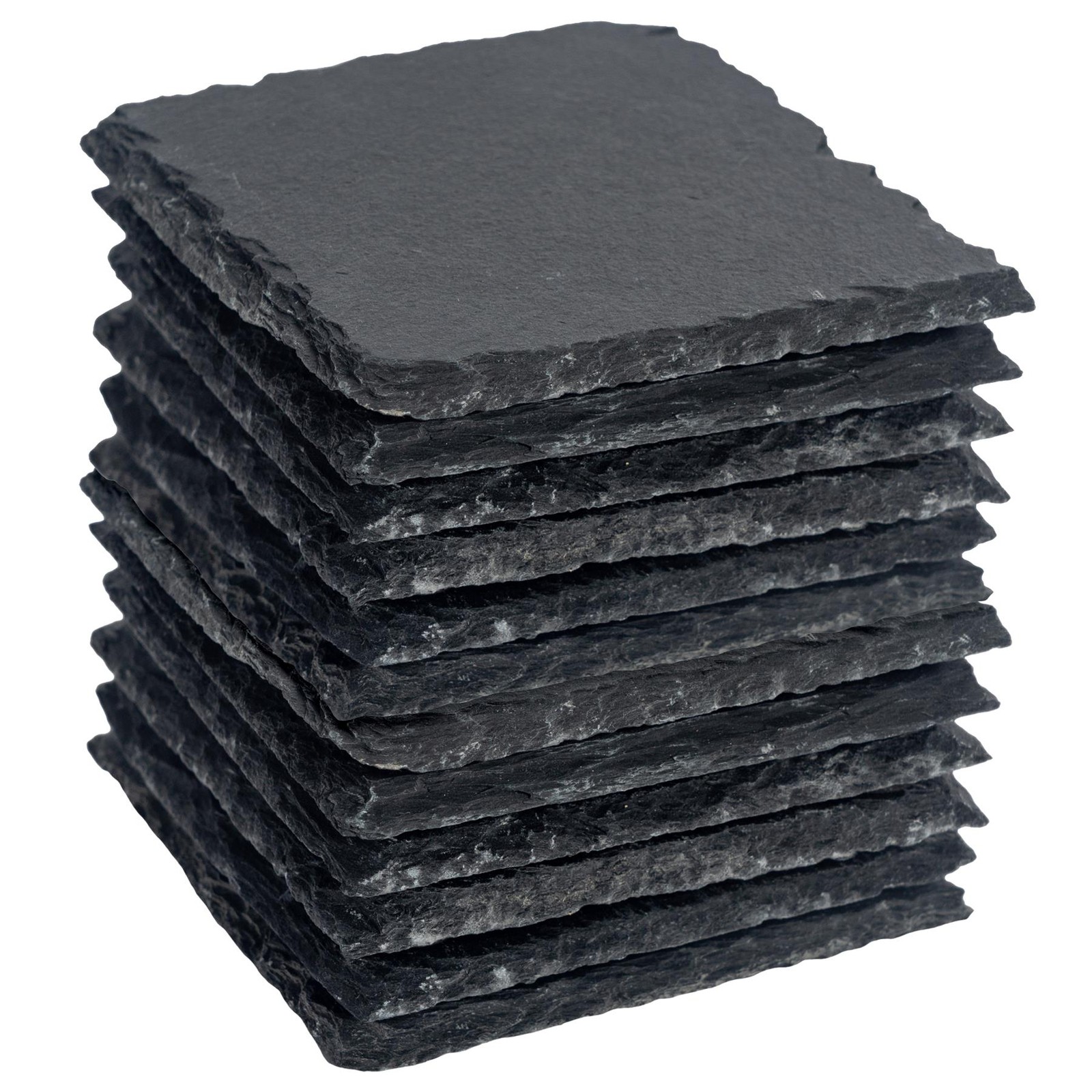 B&Q -  10Cm Square Slate CoastersSet Of 12 Drink Coasters Black Stone Natural Slate Drink Placemats Mug Glass Cup Mats - Image 2
