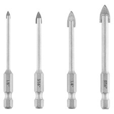 4-Piece Hex Shank Glass and Tile Drill Bit Set