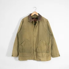 Vintage 90s Woolrich Chore Coat Mens XL  Canvas Leather Collar Blanket Lined USA