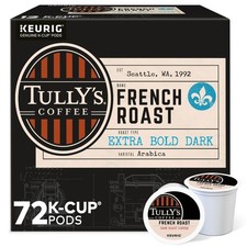 Tully's Coffee, French Roast, Keurig K-Cup Pods, Dark Roast, 72 Count