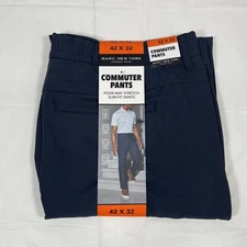 Marc New York Commuter Pant, Men’s 42x32, Blue, Comfort Stretch Waist, NEW