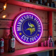 16"x16" Minnesota Vikings EST 1961 LED Neon Sign With Dimmer USB Powered VL