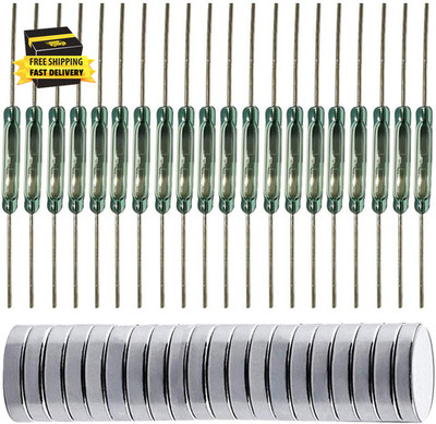 20Pcs Glass Reed Switch Reed Contact Normally Open (N/O) Magnetic Induction Swit