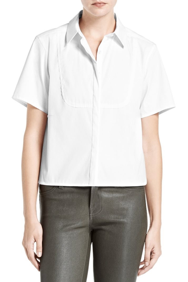 J Brand Chelsea Blouse White Bib Blouse Short Sleeve - Small - RRP $250.00 image 4