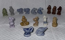 Vintage Wade Whimsies Figurines 16 Piece Mixed Lot; Elephants Monkeys Geese +