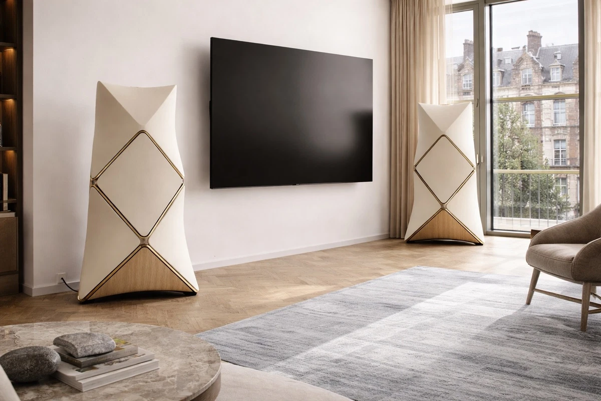 Bang & Olufsen B&O Beolab 90 Speakers - Sand/Gold Tone/Light Oak