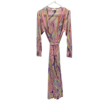 Vintage Natori Robe Women  s Small Powder Pink Psychedelic Duster Parisian