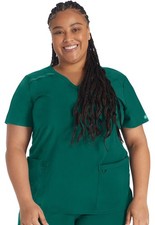 Dickies Scrubs EDS Essentials Mock Wrap Top DK625 HNPS Hunter Green Free Ship