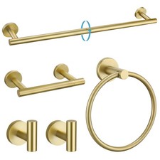 Brushed Gold 5 Piece Bathroom Hardware Set, SUS304 Stainless Steel Bath Towel...