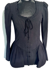 Vintage BETSEY JOHNSON Black  Corset jacket /top SIZE 4 ruffle scoop neck