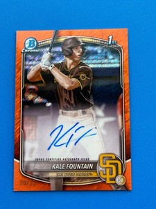 2025 Bowman Chrome Kale Fountain 1st Orange Shimmer Prospect Auto /25