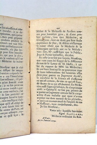 Lettre concernant querelle Inoculation de la Vérole 1759 - Picture 7 of 8