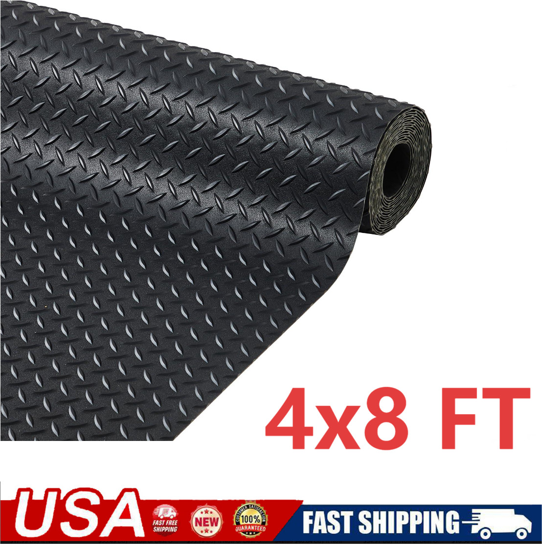 4 x 8 ft Anti Slip Rubber Floor Mats for Cars, PVC Garage Floor Mat for Home Gym