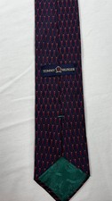 Vintage Tommy Hilfiger 100 Silk Neck Tie Navy Blue Geometric Made in USA