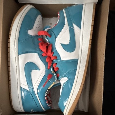 Jordan Air Jordan 1 Low Barcelona Cyber Teal/White Patent Leather DC6991-400